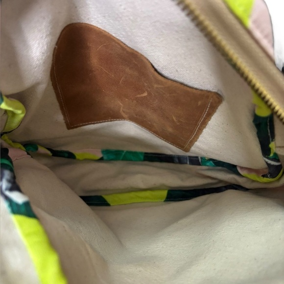 Sseko Crossbody Leather Canvas Tropical Print Circle Bag Made in Uganda - Picture 8 of 13